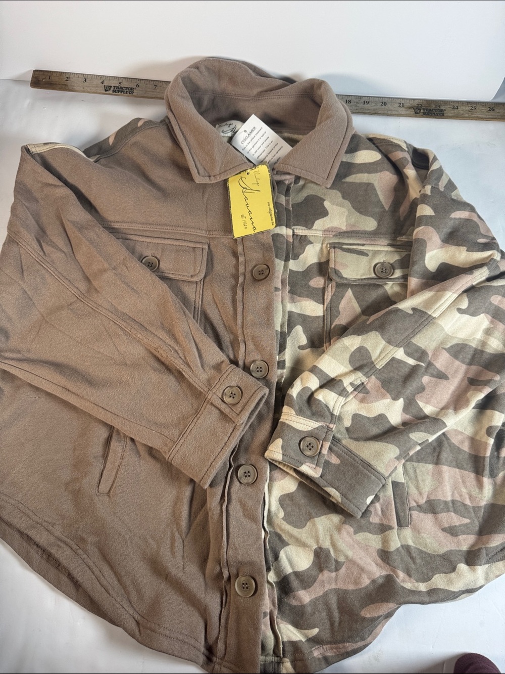 vintage havanTwo-Tone Camo Button-Down Shirt Jacket - Brown & Tan